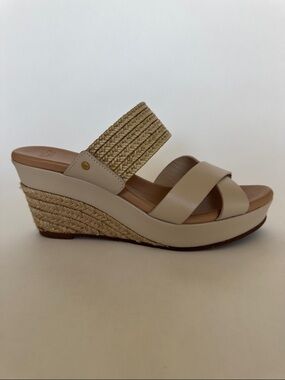 UGG Neutral Braided Espadrille Wedge Sandal